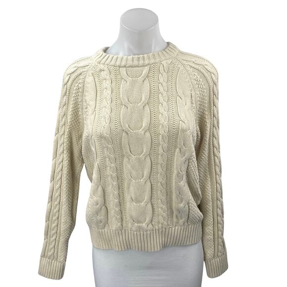 Gap Women's Cream Cable Knit High Neck Long Sleeve Pullover Sweater Top Size S - Picture 1 of 4